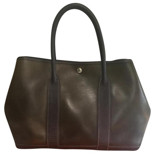 Hermes Garden Party Amazonia Mm Greenish Brown Leather Tote