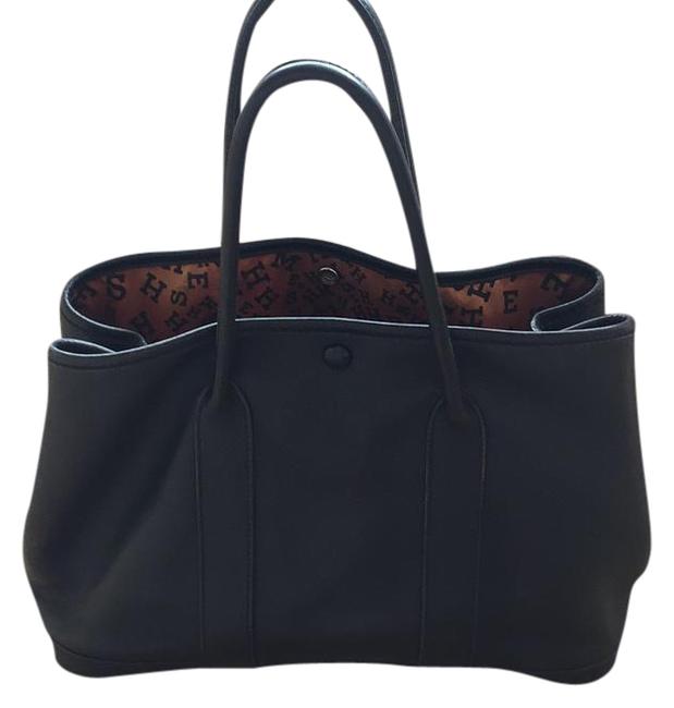 Hermes Garden Party Black Leather Satchel