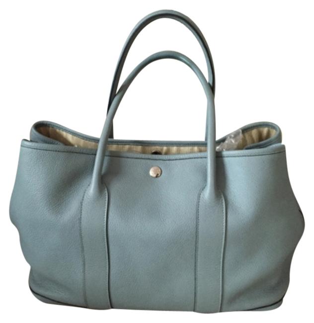 Hermes Garden Party Bag Blue Negonda Leather Tote