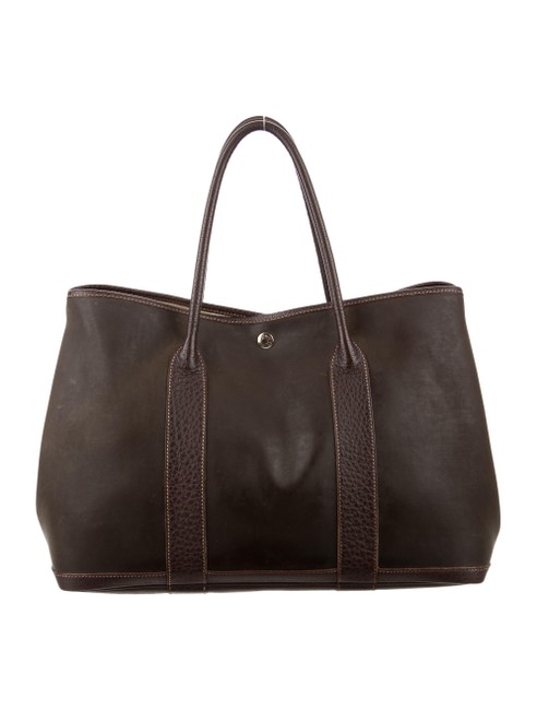 Hermes Garden Party Brown Amazonia Leather &amp; Buffalo Leather Trim Tote