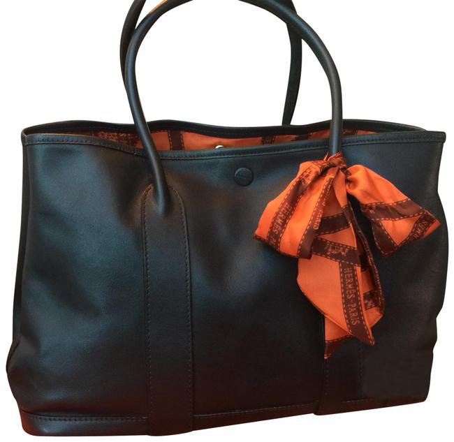 Hermes Garden Party Bag Dark Brown Leather Tote