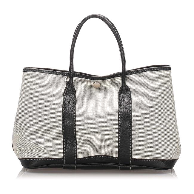 Hermes Garden Party Dark White Leather Tote