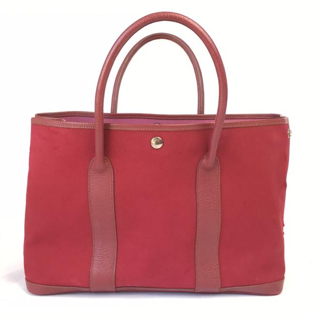 Hermes Garden Party Deep Red Canvas Tote