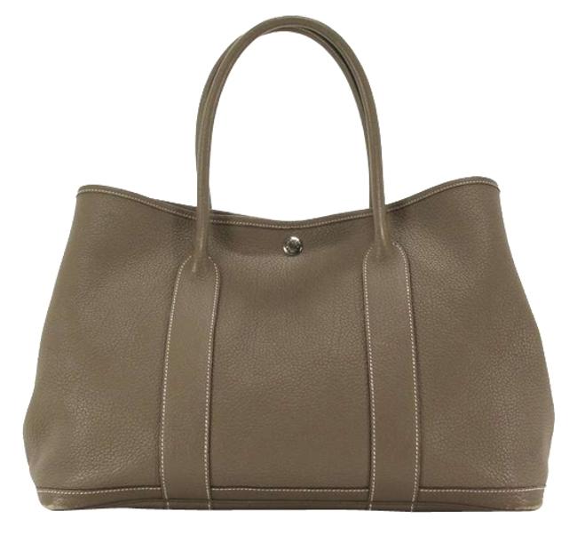 Hermes Garden Party Bag Gm Etoupe Beige Leather Tote