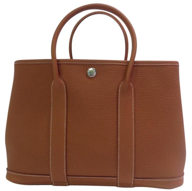 Hermes Garden Party Gold Leather Tote