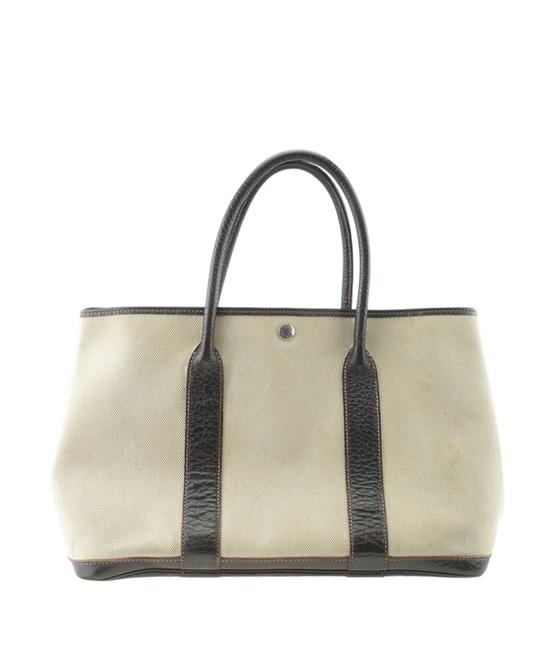 Hermes Garden Party Leather 167812 Tan Canvas Tote