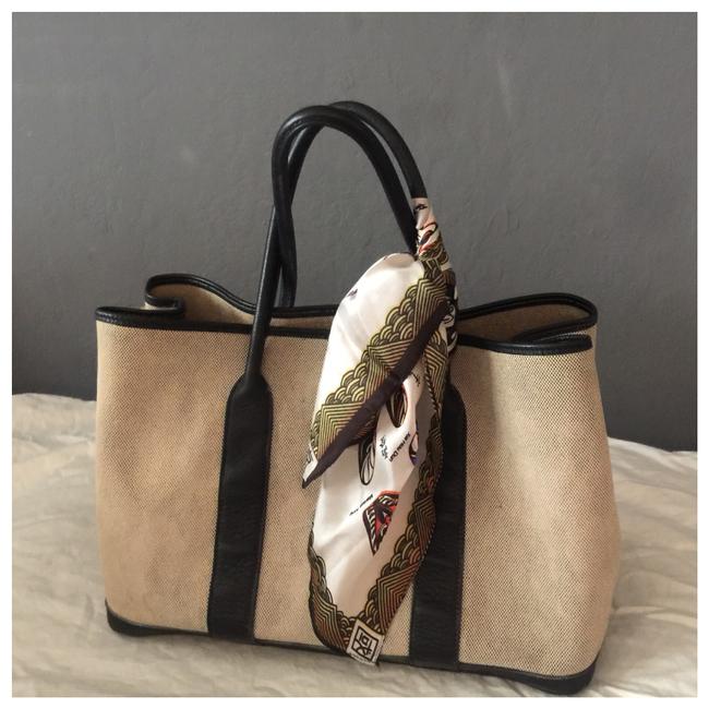 Hermes Garden Party Bag Marking Canvas &amp; Leather Used Tote
