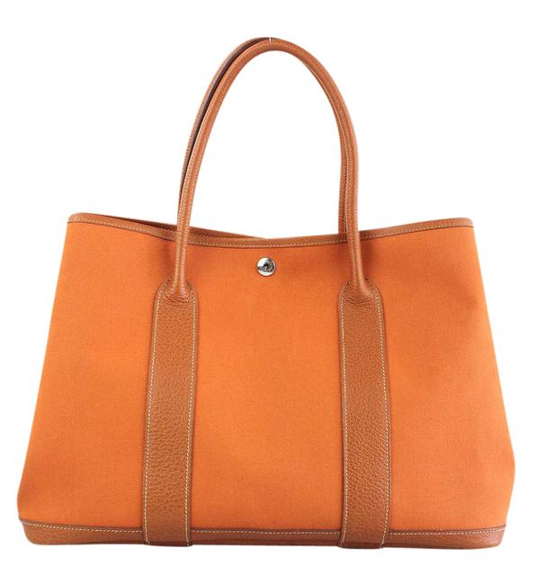 Hermes Garden Party Bag Mm Bag. Orange Canvas Tote