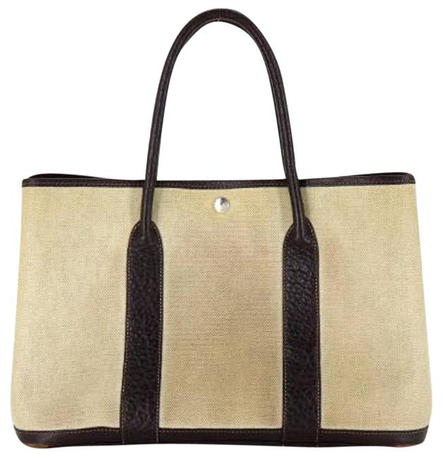Hermes Garden Party Mm Tote 221753 Brown Canvas Shoulder Bag