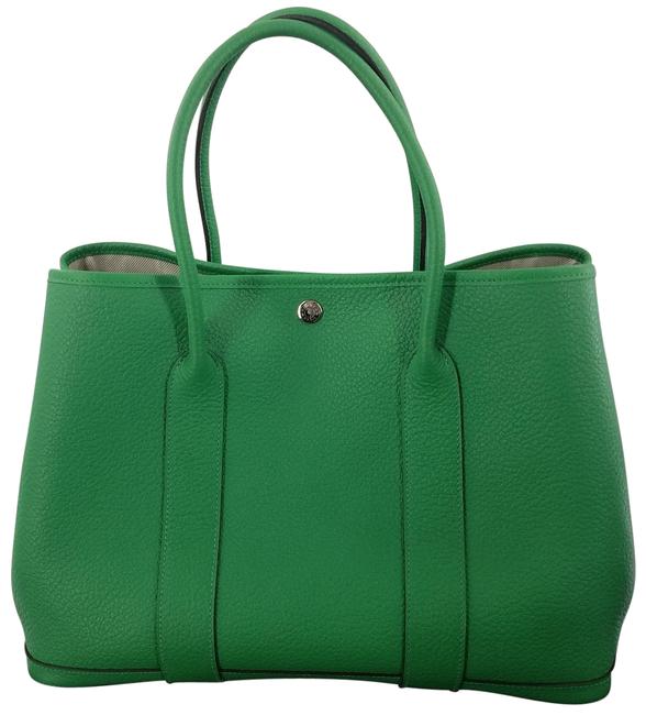 Hermes Garden Party Negonda Mm 36 Bambou Green Calfskin Leather Tote