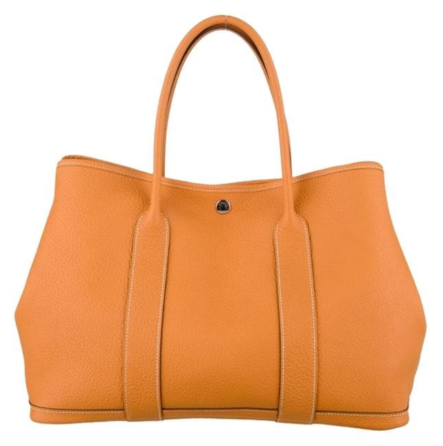 Hermes Garden Party Orange Clemen Leather Tote