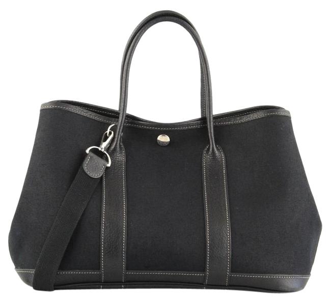 Hermes Garden Party Pm Black Canvas Tote