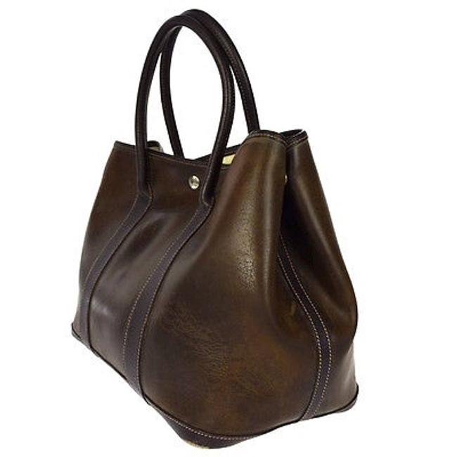 Hermes Garden Party Pm Hand Brown Amazonia Canvas Leather Shoulder Bag