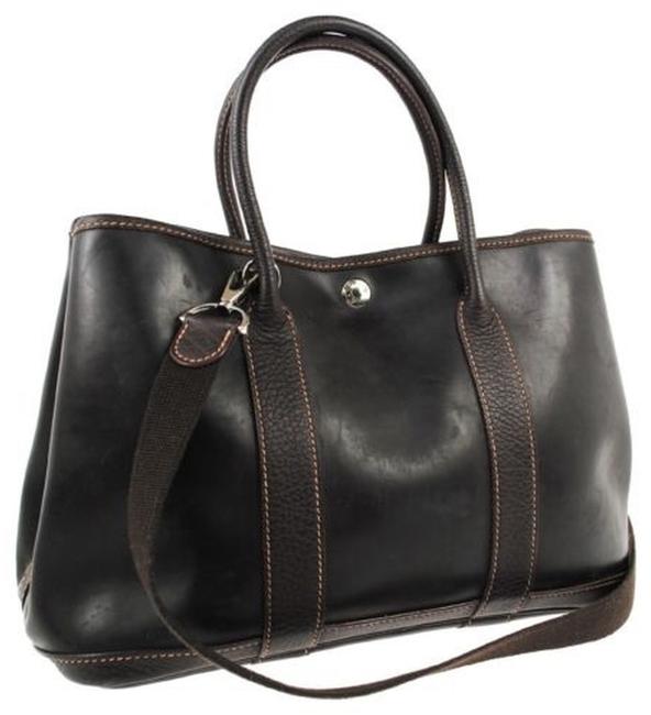Hermes Garden Party Tote Pm Hand Dark Brown Amazonia Leather Shoulder Bag