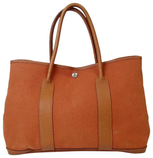 Hermes Garden Party Pm Orange Pvc Leather Satchel