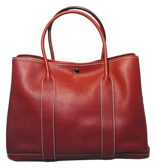 Hermes Garden Party Rouge Clemence Leather Tote