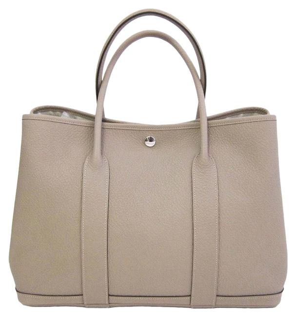 Hermes Garden Party Tourterelle Mm 36cm Gris Leather Tote