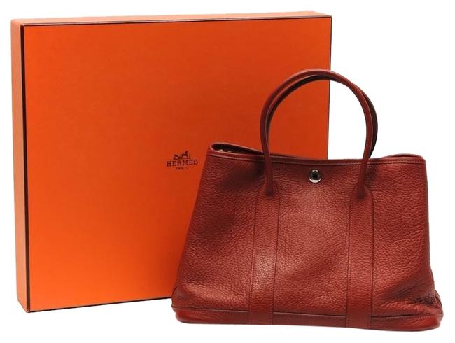 Hermes Garden Party Tpm Red Leather Tote