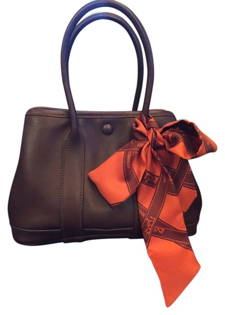 Hermes Garden Party Twilly Pm Brown Swift Leather Tote