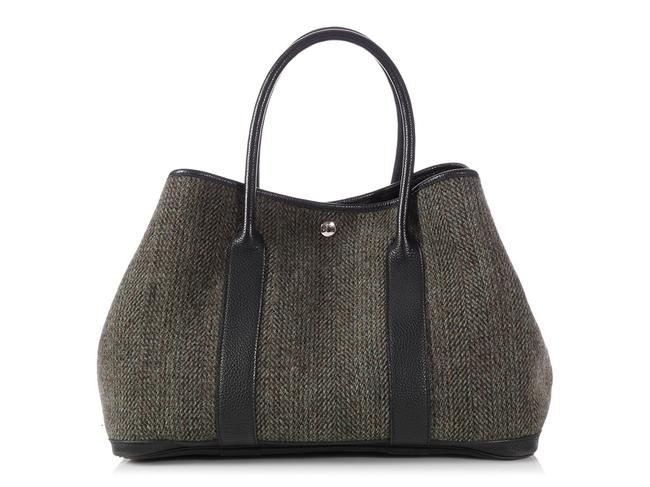 Hermes Garden Party Woven 36 Gray Tweed Tote