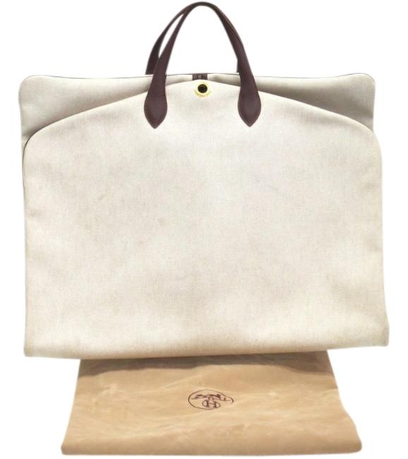 Hermes Garment Cover H/Leather Natural/Brown Brown / Natural Toile H / Leather Tote