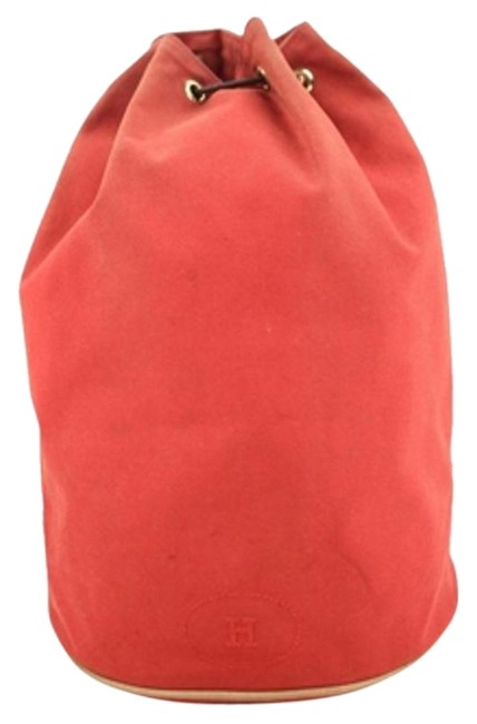Hermes Ghsl01 Drawstring Porotion Red Canvas Backpack
