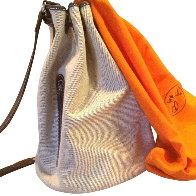 Hermes Gray Canvas with Black Leather and Shoulder Bag