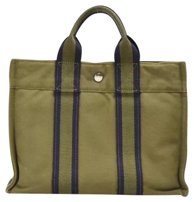 Hermes Green Canvas Tote