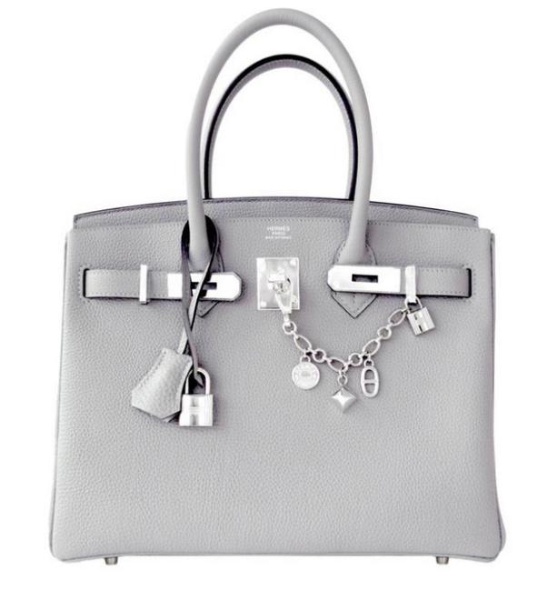 Hermes Gris Mouette 30cm Birkin Togo Palladium Hardware