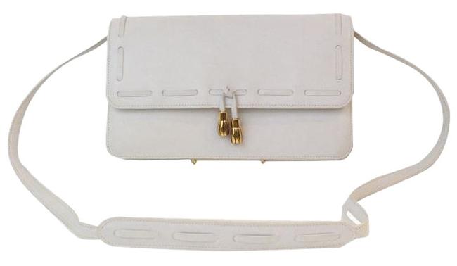 Hermes Gulliver Moccasin White Leather Shoulder Bag