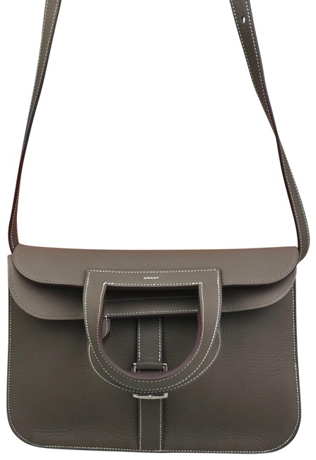 Hermes Halzan Etaupe Clemence Way 31 #28038 Brown Leather Shoulder Bag