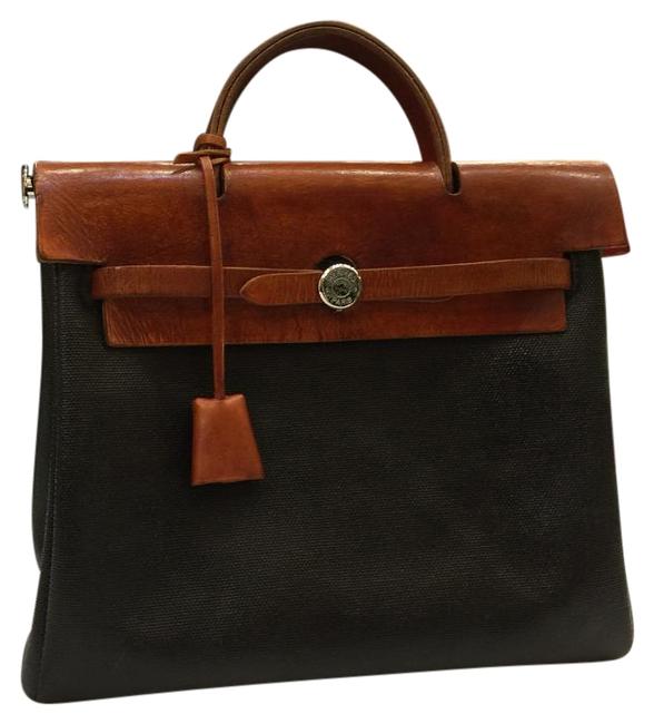 Hermes Hand Or Park Black Canvas Satchel