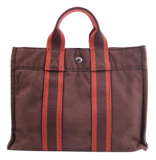 Hermes Harnais Sac Pm Burgundy Canvas Satchel