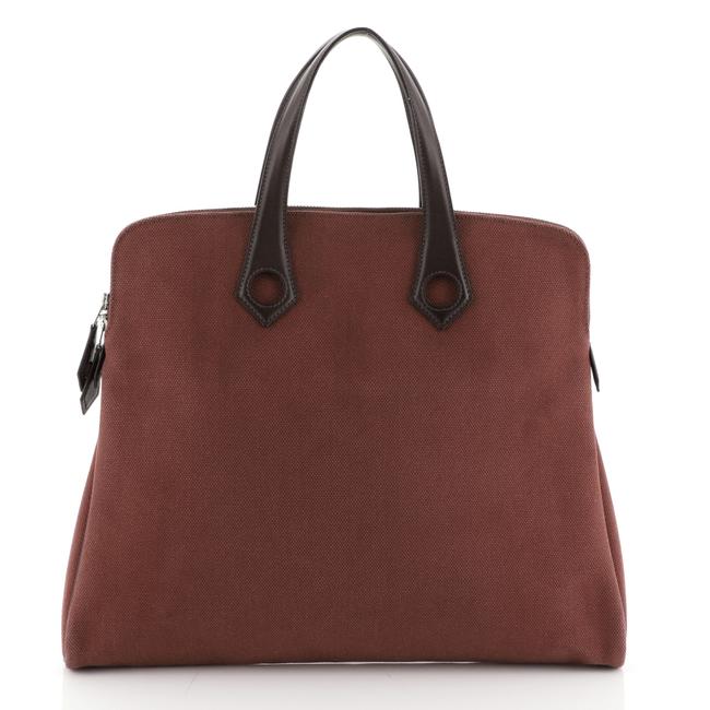 Hermes Heeboo Handbag Toile Mm Red Leather Tote