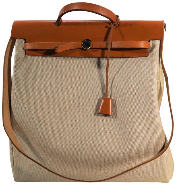Hermes Herbag 1998 2 In 1 Extra Large Beige Toile Satchel