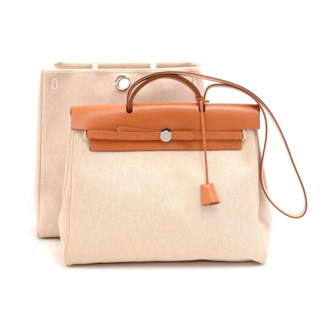 Hermes Herbag 2 in 1 Beige Coated Canvas Satchel