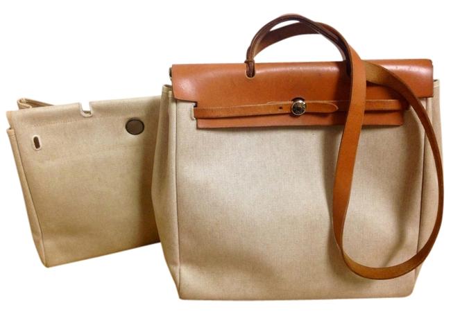 Hermes Herbag 2 in 1 Beige Coated Canvas/Leather Tote
