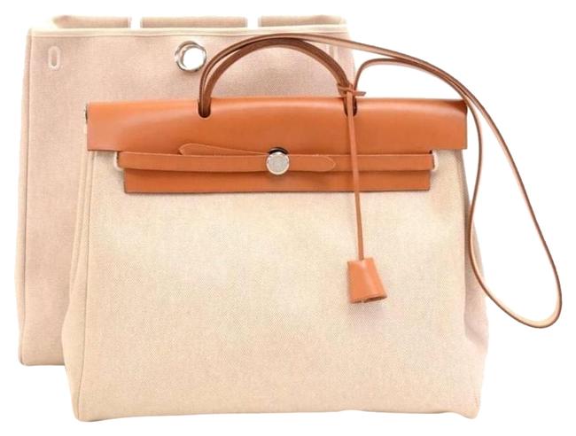 Hermes Herbag 2 In 1 Beige Leather Satchel