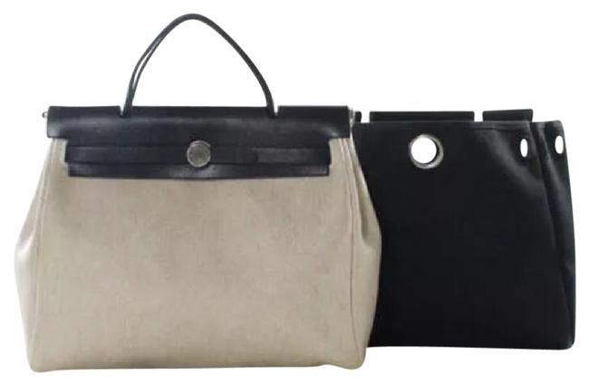 Hermes Herbag 2 In 1 Black Canvas Satchel
