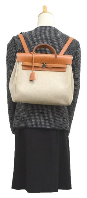 Hermes Tote Bag Herbag 2 In 1 Hand Backpacks Black Beige Satchel