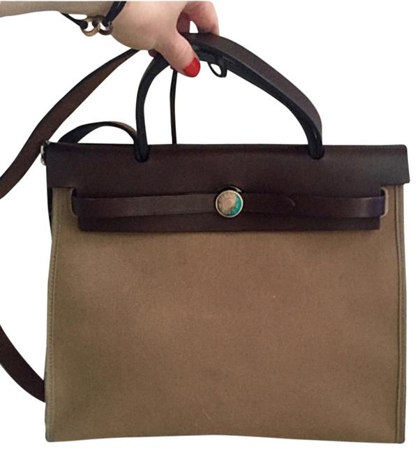 Hermes Herbag 31 Brown Canvas Shoulder Bag