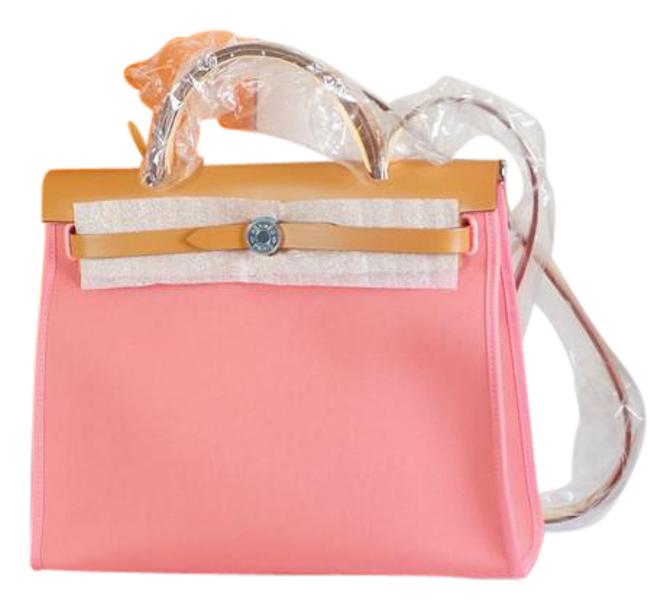 Hermes Herbag 31 Rose Azalea Canvas Satchel