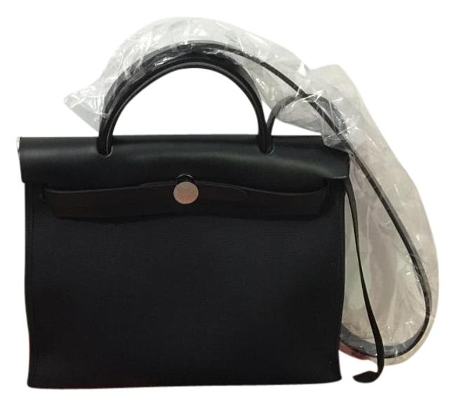 Hermes Herbag 31 So Black Canvas Shoulder Bag