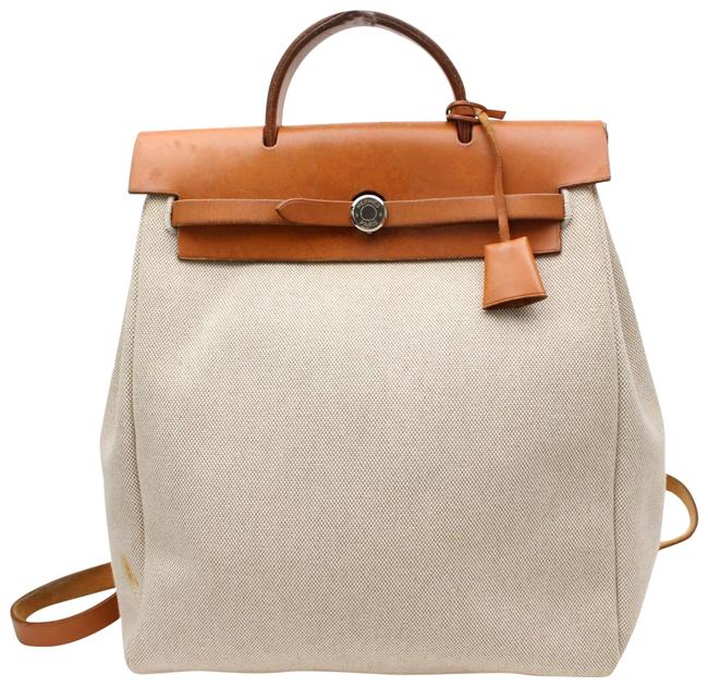 Hermes Herbag Ado 866177 Beige Canvas Backpack