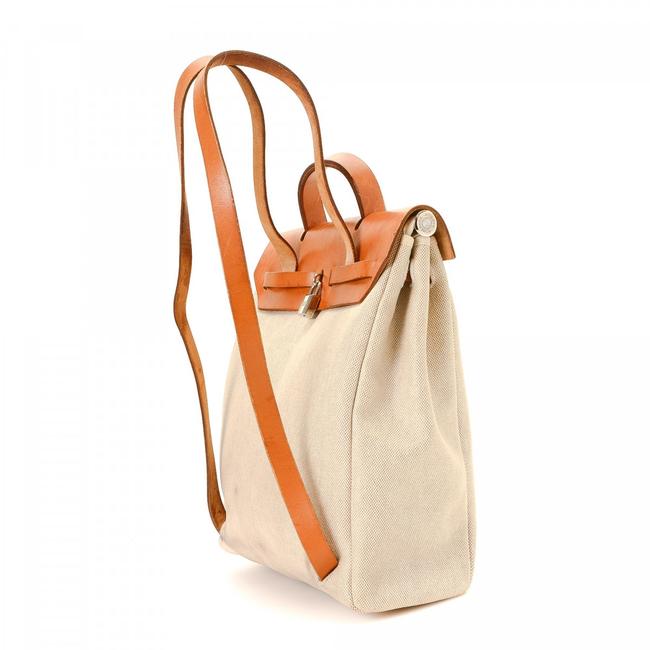 Hermes Herbag A Dos Beige Canvas Backpack