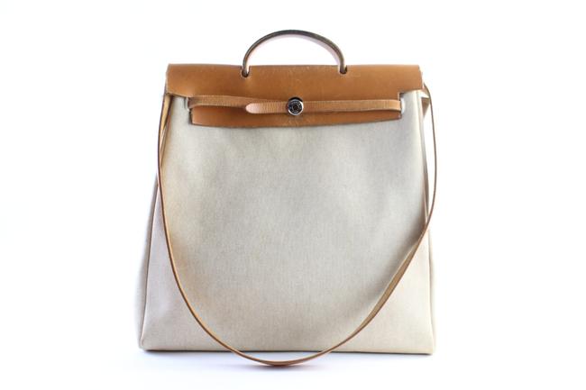 Hermes Herbag Ado 2 in 1 227761 Beige Coated Canvas Satchel