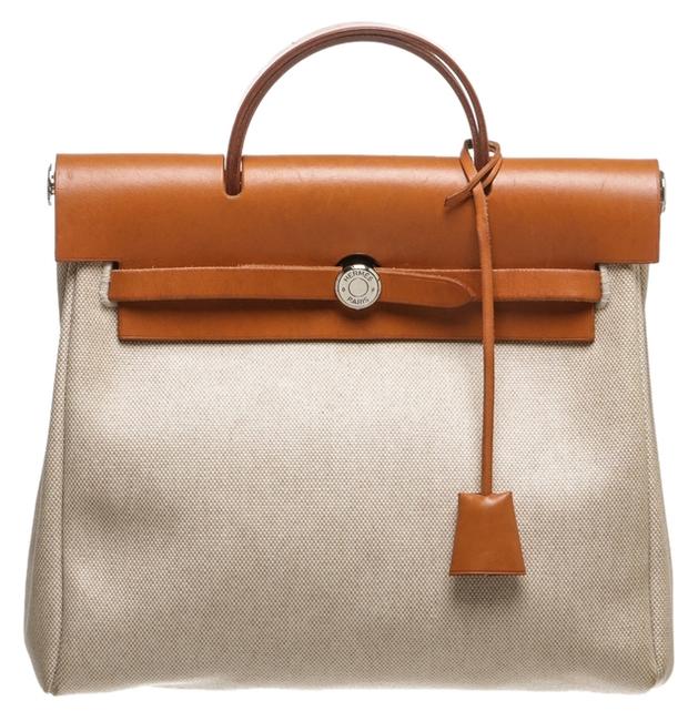 Hermes Backpack Herbag And Beige/Tan Canvas/Leather Satchel