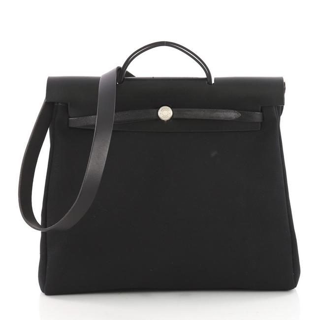 Hermes Herbag And Leather Mm Black Toile Satchel