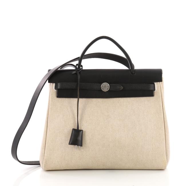 Hermes Herbag And Leather Pm Beige Toile Tote