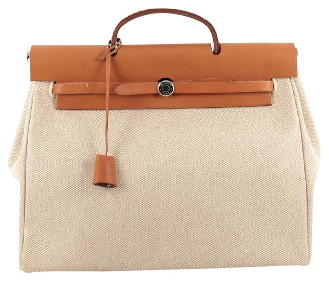 Hermes Herbag And Mm Beige Leather Tote